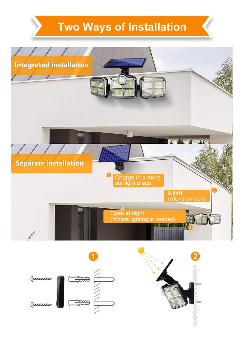 Outdoor Solar Light, Solar Light with Motion Sensor Ip65 Waterproof 238 Led Outdoor 10000 mAh Battery 🔋 5 years warranty